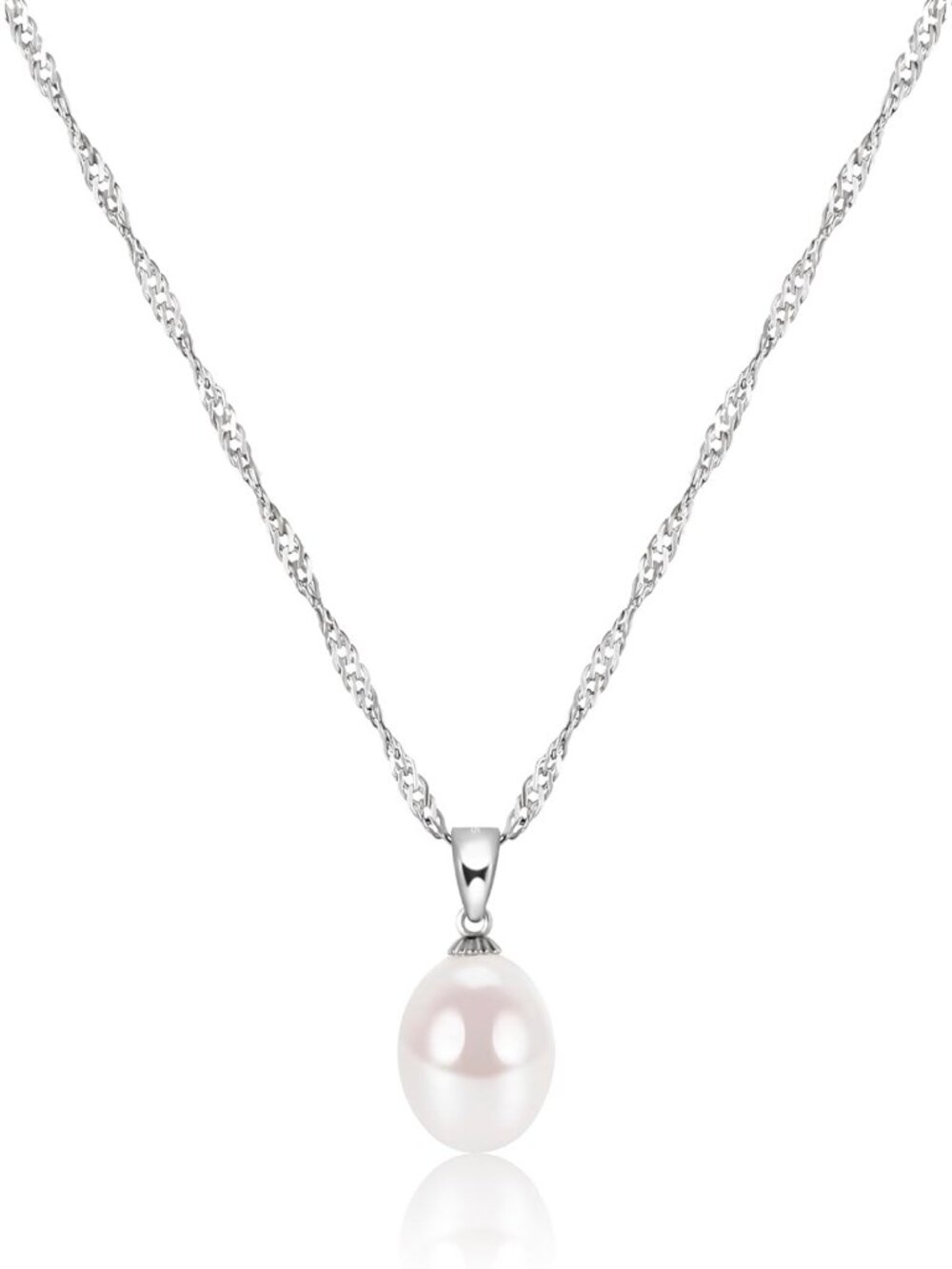 Elegant Pearl Pendant Necklace for Women - 925 Sterling Silver, 8.5-9MM